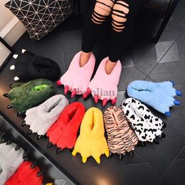 Slippers Winter Warm Soft Indoor Floor Slippers Women Men Children Shoes Paw Funny Animal Christmas Monster Dinosaur Claw Plush Home 230323