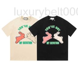 Men's T-Shirts Designer New Mens T Shirt Man Womens tshirts With rabbit Letters Print Short Sleeves Summer Shirts Men Loose Tees LMGU