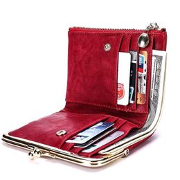 Wallets New Women Pu Leather Wallets Female Short Hasp Purses Ladies Portable Money bag Large Capacity Card Holders Clutch Dropshipping Z0323