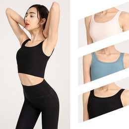 Women Ribber Fitness Bra Tops Crew Neck Fintness Tank Vest Solid Workout Breathble Crop Top Female 3 Colours LL945
