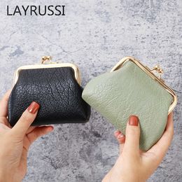 Wallets LAYRUSSI Ladies PU Leather Change Purse Women Small Pocket Candy Color Mini Luxury Buckle Snap Coin Y2303