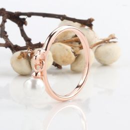 Cluster Rings 925 Sterling Silver Rose Gold Pearl Pan Ring European And American Creative Pendant