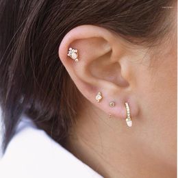 Hoop Earrings Silver Colour Opal Stone Stud Earring With Small Cute Claw Bling Tears Round CZ Women Girls Jewellery Gift