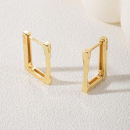 Hoop Earrings 18K Gold Plated 925 Sterling Silver Geometric Rectangle For Women Jewelry Wholesale Accessories