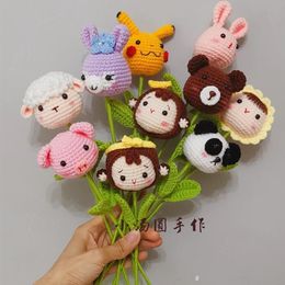Decorative Flowers & Wreaths Hand-knitted Yarn Crochet Cartoon Cute Animals Dolls Bouquet For Wedding Decoration Home Garden Decor Lovers Gi