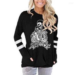 Women's T Shirts Harajuku Women T-shirts Autumn Long Sleeve O-Neck Tops Shirt Skull Lover Sublimation Print Femme Mujer Camisetas