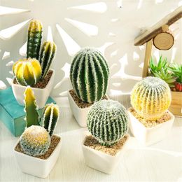 Decorative Flowers One Set Tropical Cactus Artificial Plants Home Garden Party Decoration Accessories Kaktus Bonsai Succulents