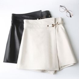 Skirts Autumn Fashion Genuine Sheepskin Leather Mini Trend Black White Women Streetwear Y2k MF8266 230322