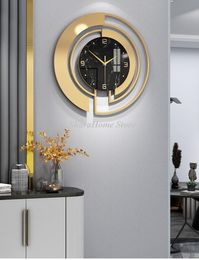 Wall Clocks Home Living Room Decor Wall Clock Glass Mirror Luxury Wall Bedroom Decoration Clocks Watch Modern Design Metal Art Silent Roud 230323