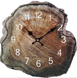 Wall Clocks Annual Ring Wall Clock Wall Decorations Living Room Wooden Clock Home Decore American Style Silent Creative Clock 230323