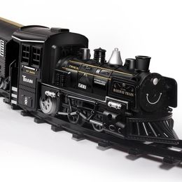 Electric RC Track Simulation Steam Train Model Railway Classical Freight Electric Toy Boy with Smoke Children s Gift 230323
