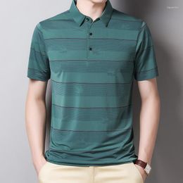 Men's Polos Summer Short Sleeve Thin Polo Shirt Men Solid Color Business Casual Swallow Printed Men's Tops Korean Fashion Clothing