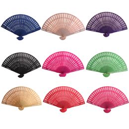 Color Sandalwood Folding Fan Party Favor Personalized Wedding Fans Wood Fan Customized Logo