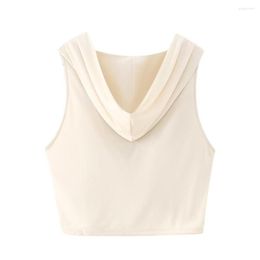 Women's Tanks COS LRIS 2023 Spring Women's Solid Colour Casual Retro Slim Short Hooded Pullover Top 3067019