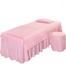 Bedding Sets 4pcs Plaid Beauty Salon Quilting Massage Spa Bed Linens Bedspread Pillowcase Duvet Cover Set 10 Colors