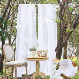 Curtain Outdoor White Sheer Window Curtains For Garden Patio Voile Tulle Drapes Rod Pocket Door Panels Living Room Bedroom Wedding Decor