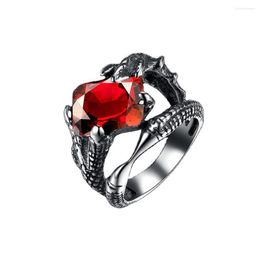 Cluster Rings Loredana Stylish Top Titanium Steel Ring Red Zircon Empire Claw Shaped Stainless For Men And Women.Holiday Gifts