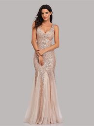 Party Dresses Plus Size V Neck Mermaid Dress With Shawl Long Formal Prom Gown Sequins Sleeveless Robe De Soriee Sexy Evening Vestido 230322