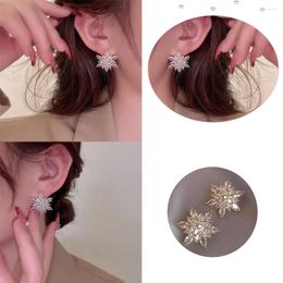 Stud Earrings Floral Metal Trendy Accessories Light Sunflower Zircon