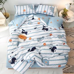 Set di biancheria da letto Set copriletto modello balena cartone animato Piumino per ragazzo Lenzuola e federe per bambino adulto Piumino 40