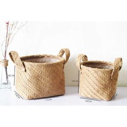 Storage Baskets Hot Jute Woven Storage Basket Hemp Rope Pot Dirty Clothes Laundry Basket Large Capacity Portable Design Convenient Household Z0323