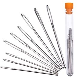 9 Pieces Silver Large-eye Blunt Needles Steel Yarn Knitting Needles Sewing Needles