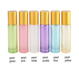 Perfume Bottle 10pcs/lot Thick 10ml Glass Perfume Roll on Bottle with Stainless Steel/Gemstone Roller Ball Glass Essential Oil Bottle 230323