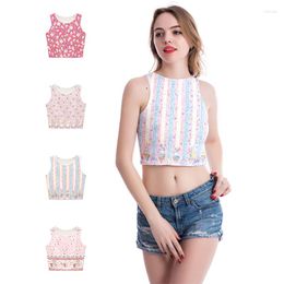 Women's Tanks Pink Cartoon Bear 3d Printing Tank Top Cute Harajuku Home Casual Female Vest Leaky Waist Belly Button Clothes Slim Short