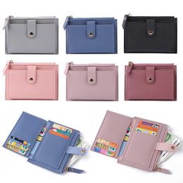 Wallets Men Women Fashion Solid Colour ID Card Multi-slot Card Holder Casual PU Leather Mini Coin Purse Wallet Case Pocket Z0323