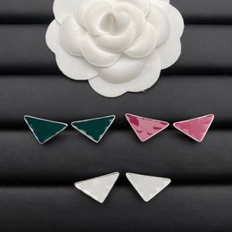 High Quality P Brand Triangle studs enamelled stud earrings colored studs Women Luxury Brand Design Earring Wedding Party Jewelry