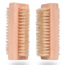 New Wood Nail Brush Two sided Natural Boar Bristles Wooden Manicure Nail Brush SPA Dual Surface Brush Hand Cleansing Brushes 10CM BBA