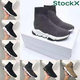 Fashion speed trainer mini boots classic men sock shoe black white platform triple black mens casual shoes womens flat triple-s red blue boot women sneakers