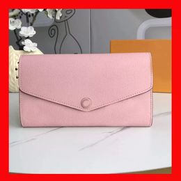 Womens Wallets Holders Purses High Quality leather women wallet long styles Zipper card Holder RED pink black white blue brown 7 color with box wholesale M61182