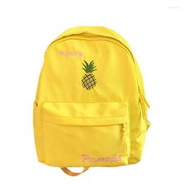 School Bags 30PCS / LOT High Capacity Casual Canvas Women Backpack Cute Cartoon Fruit Bird Embroidery Girl Student Shoulder