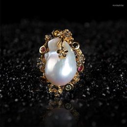 Cluster Rings Cross Border Special For Baroque Pearl Ring 925 Silver Inlaid Natural Freshwater Ornament Jewellery Factory