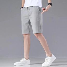 Men's Shorts Trendy Men Straight Fit Outdoor Fitness Ice Silk Short Pants Drawstring Thin Sports Streetwear