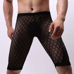 Men's Shorts Mens Sexy Sleepwear Mesh Hollow Men's Home Pyjamas Sleep Bottom Sheer