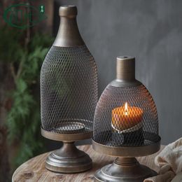 Candle Holders American Retro Craft Holder Home Hollow Design Decorative Ornaments Creative Metal Birdcage Jewelry