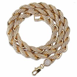 Chains TOPGRILLZ 8mm Rope Chain Hip Hop Necklace Gold/Silver Plated Iced Out Micro Pave CZ Stones Charm For Men And Women