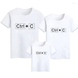 Mens T Shirts Summer Family Matching Clothes Ctrl C and V Text Printed T-shirt Father Mother Son Daughter Clothing