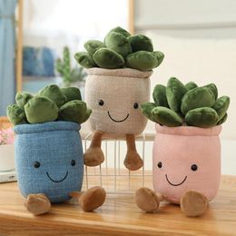 Decorative Flowers Stuffed Toys Potted Plant Shaped Doll Plush Indoor Ornament Nice Gift For Kids Girlfriend Wife Blue Pink White