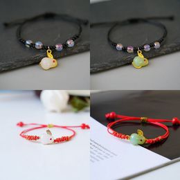 8Pcs New Chinese Style Rabbit Adjustable Woven Bracelet For Friends Couple Jewellery Gifts