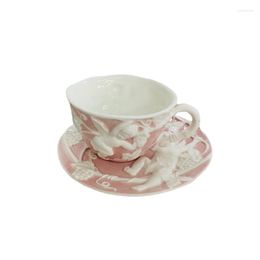 Cups Saucers European Style Coffee Cup Saucer Luxurious Embossed Lovely Ceramic Afternoon Tea Teapot Simple High-end Set