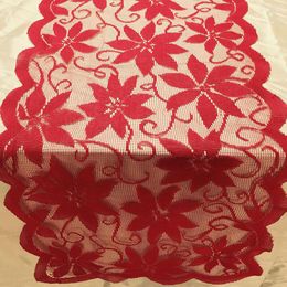 Table Cloth Christmas Cover Party Dinner Wedding Banquet Decoration Red Lace Fabric Xmas Holiday Snowflake Elk