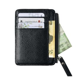 Wallets 2023 New Men Wallet Solid Color Textured PU Zipper ID Card Holder Mini Coin Purse Women Bags Organizer Multi Slot Slim Card Z0323