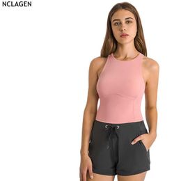 Camisoles Tanks NCLAGEN Yoga V 2022 Spring And Summer New Round Ne Sports Top Women's Corset Gym Cloing Elastic Workout Tank Running Bra Z0322