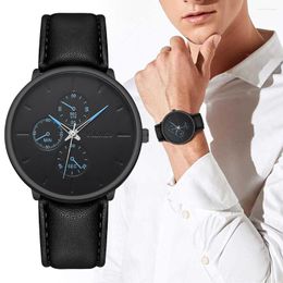 Wristwatches 2023 Minimalist Men's Fashion Watches Ultra Thin Black Brown Leather Belt Quartz Wrist Watch Men Business Montre Homme