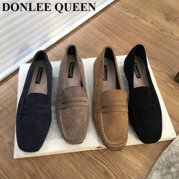 Female Suede Women Loafer Flats Round Toe Ballet Shoes Casual Non-slip Moccasin Driving Shoe Comfortable Snakes Brand Flat Mujer 230223