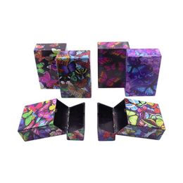 Latest Colorful Butterfly Pattern Plastic Cigarette Case Storage Stash Box Container Protective Shell Portable Herb Tobacco Cigarette Smoking Holder Tool DHL