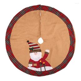 Christmas Decorations 1PC Tree Skirt Santa Claus Pattern Fabric High-grade Linen Mat For Decorating Party